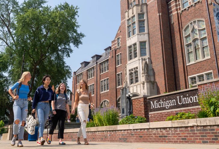 Students walking in front of the Michigan Union